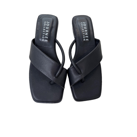 Journee Collection Mina Shoes Womens Size 6 Black Low Block Heel Sandals Strappy - Picture 1 of 12